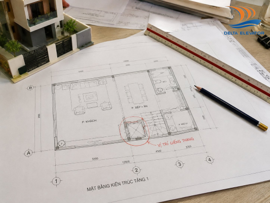 Bản vẽ thiết kế nhà mới có tích hợp thang máy ngay từ đầu