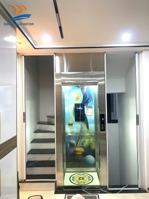 Thang máy Mini 1m x 1m hài hòa với tổng thể không gian sống hiện đại