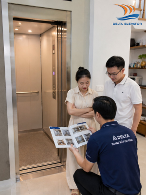 Kỹ thuật viên Delta đưa ra phương án thang máy phù hợp cho gia đình trẻ