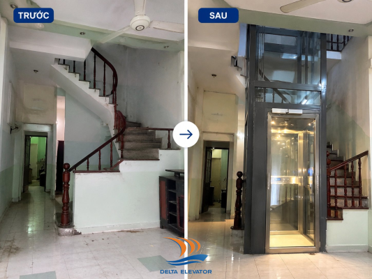 Thang máy trục vít không hố pit lắp đặt cho nhà cải tạo không cần đập nền