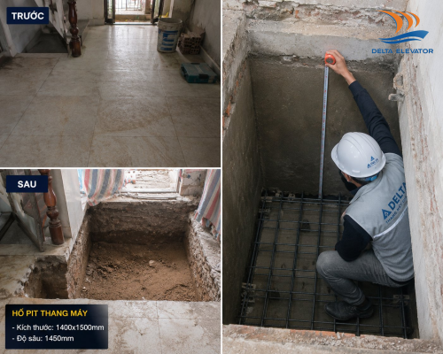 Đào hố pit và dựng khung thép khi lắp thang máy gia đình ảnh hưởng đến kết cấu nhà