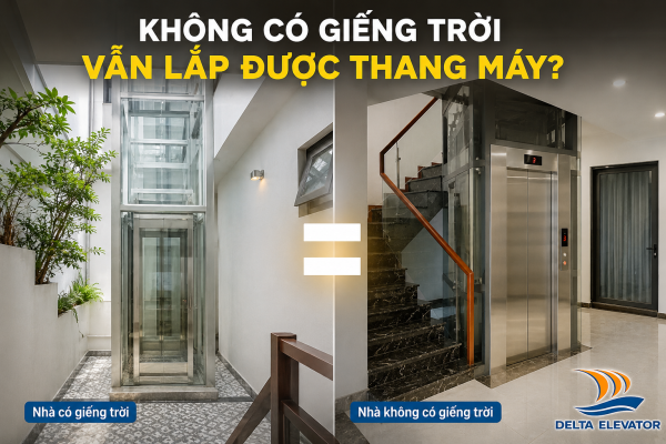 Nhà phố có và không có giếng trời đều có thể lắp được thang máy phù hợp