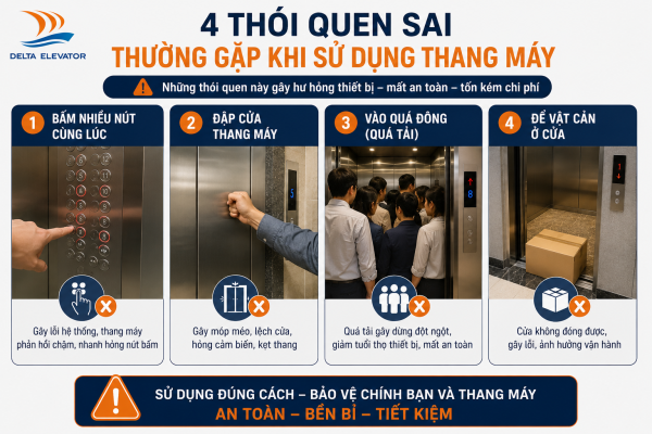 Bốn thói quen sai khi sử dụng thang máy làm tăng tiêu hao điện