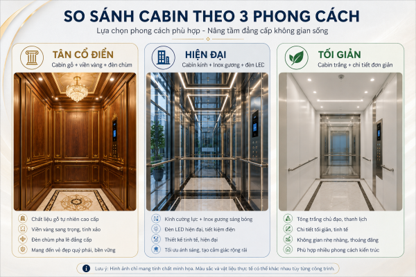 Lựa chọn cabin thang máy hài hòa với phong cách kiến trúc ngôi nhà