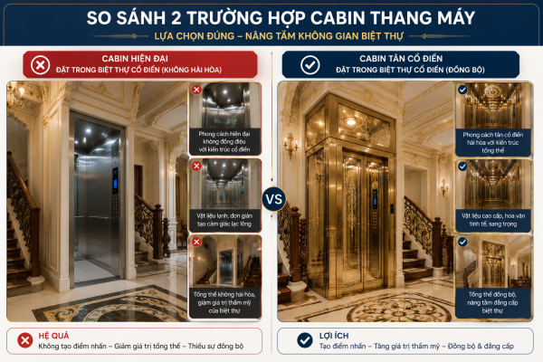 Cabin thang máy cần hài hòa với phong cách kiến trúc ngôi nhà