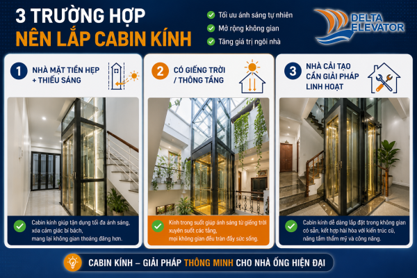 Ba trường hợp nhà ống Hà Nội nên lắp thang máy
