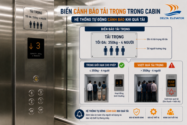 Hệ thống thang máy tự động cảnh báo khi phát hiện quá tải