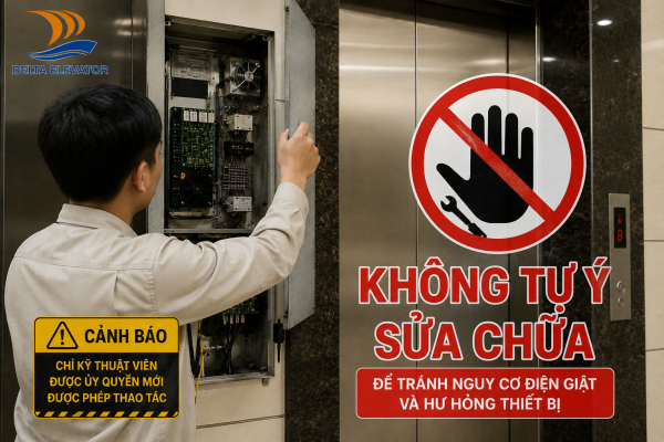Không tự ý sửa chữa thang máy khi chưa xác định rõ nguyên nhân