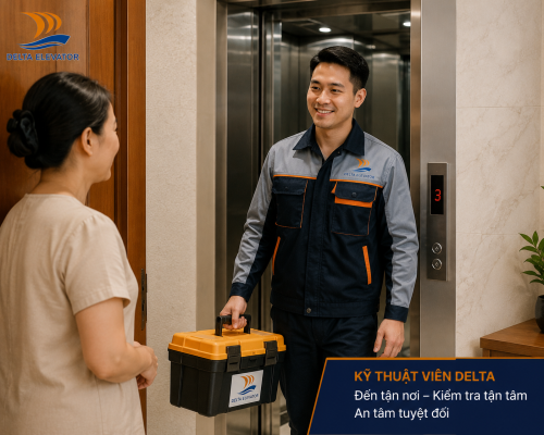 Liên hệ kỹ thuật viên Delta kiểm tra thang máy khi phát hiện dấu hiệu bất thường