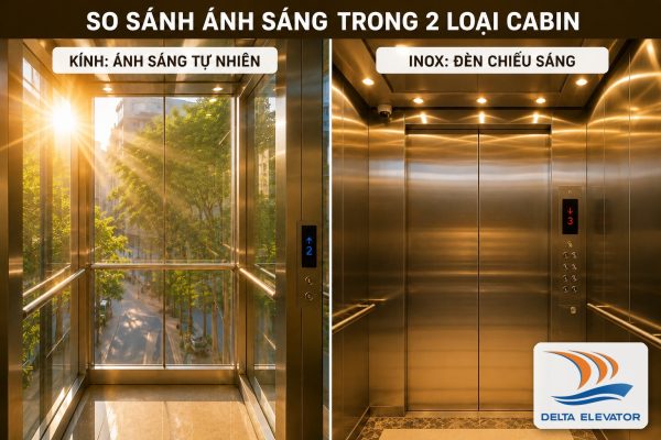Thang máy kính có khả năng lấy ánh sáng tự nhiên tốt hơn cabin Inox