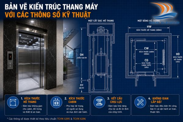 Quy định TCVN về thiết kế thang máy bao gồm các thông số kỹ thuật quan trọng