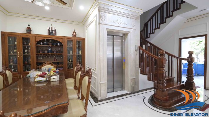 Thang máy cáp kéo được thiết kế đồng bộ trong nhà xây mới