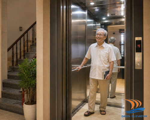 Người lớn tuổi sinh hoạt độc lập và chủ động hơn khi nhà có thang máy gia đình