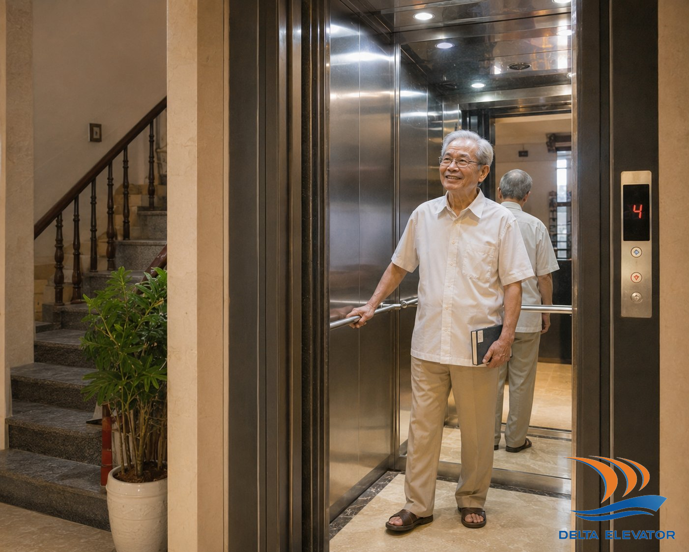 Người lớn tuổi sinh hoạt độc lập và chủ động hơn khi nhà có thang máy gia đình