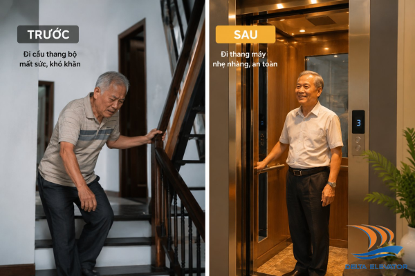 Gia đình có người cao tuổi nên cân nhắc lắp thang máy để đảm bảo an toàn và thuận tiện