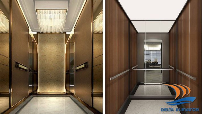Gương là chi tiết phổ biến trong cabin thang máy chung cư trung tâm thương mại và gia đình
