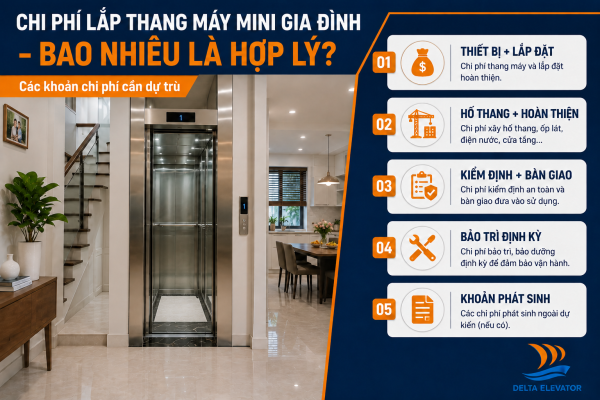 Thang máy mini lắp trong nhà phố gia đình với chi phí hợp lý