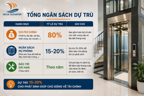 Dự trù ngân sách cho các khoản phát sinh khi lắp thang máy mini