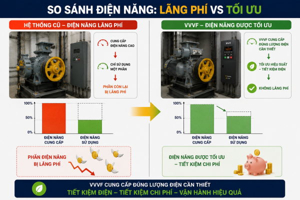 Công nghệ VVVF giảm hao phí điện năng so với hệ thống điều khiển cũ