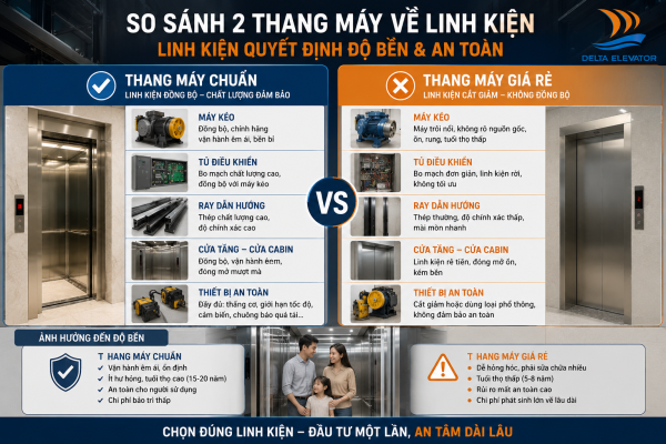 Chất lượng linh kiện không đồng đều ảnh hưởng đến độ bền thang máy