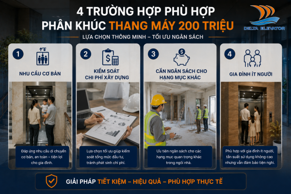 Bốn trường hợp gia đình nên cân nhắc thang máy phân khúc 200 triệu