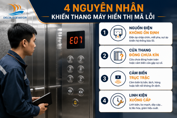 Bốn nguyên nhân chính khiến thang máy hiển thị mã lỗi