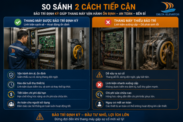 Thiếu bảo trì định kỳ là nguyên nhân khiến thang máy dễ phát sinh mã lỗi