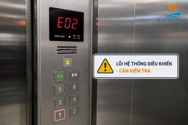 Mã lỗi E02 trên thang máy liên quan đến hệ thống điều khiển hoặc vận hành