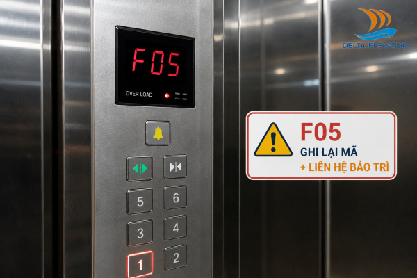 Mã lỗi F05 trên thang máy liên quan đến hệ thống điều khiển hoặc linh kiện