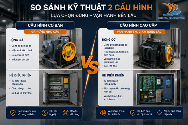 So sánh thiết bị và công nghệ giữa thang máy 200 triệu và 400 triệu