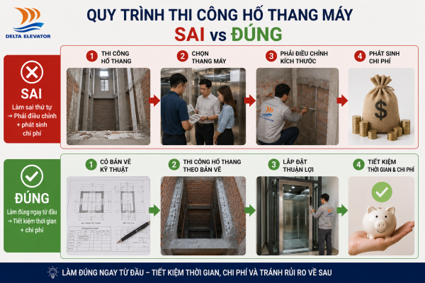Cần có bản vẽ kỹ thuật chi tiết trước khi thi công hố thang máy