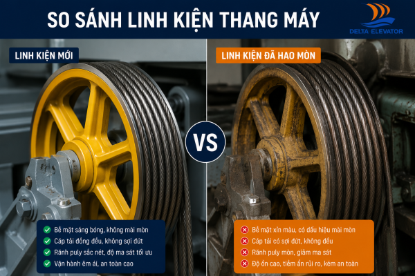 Linh kiện cơ khí thang máy hao mòn dần theo thời gian sử dụng