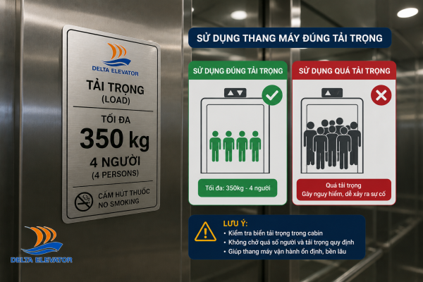 Sử dụng đúng tải trọng cho phép giúp thang máy vận hành an toàn và bền bỉ