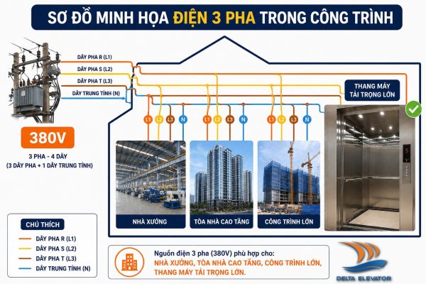 Điện 3 pha 380V là nguồn điện công nghiệp công suất lớn ổn định