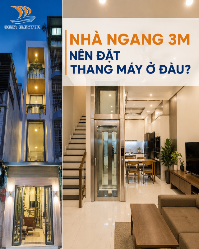 Nhà Ngang 3m Nên Đặt Thang Máy Ở Đâu?