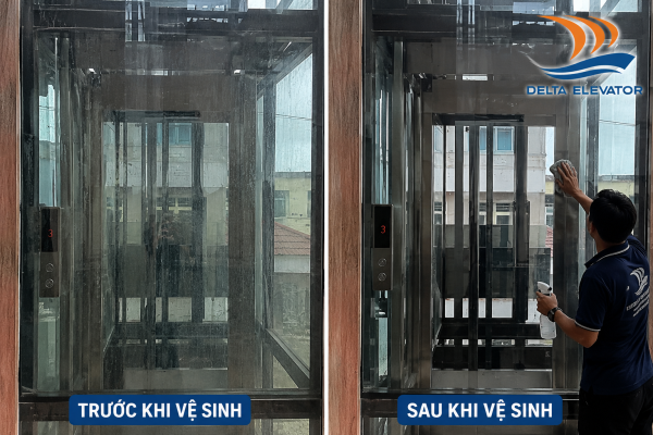 Vệ sinh định kỳ giúp thang máy kính giữ được vẻ đẹp ban đầu