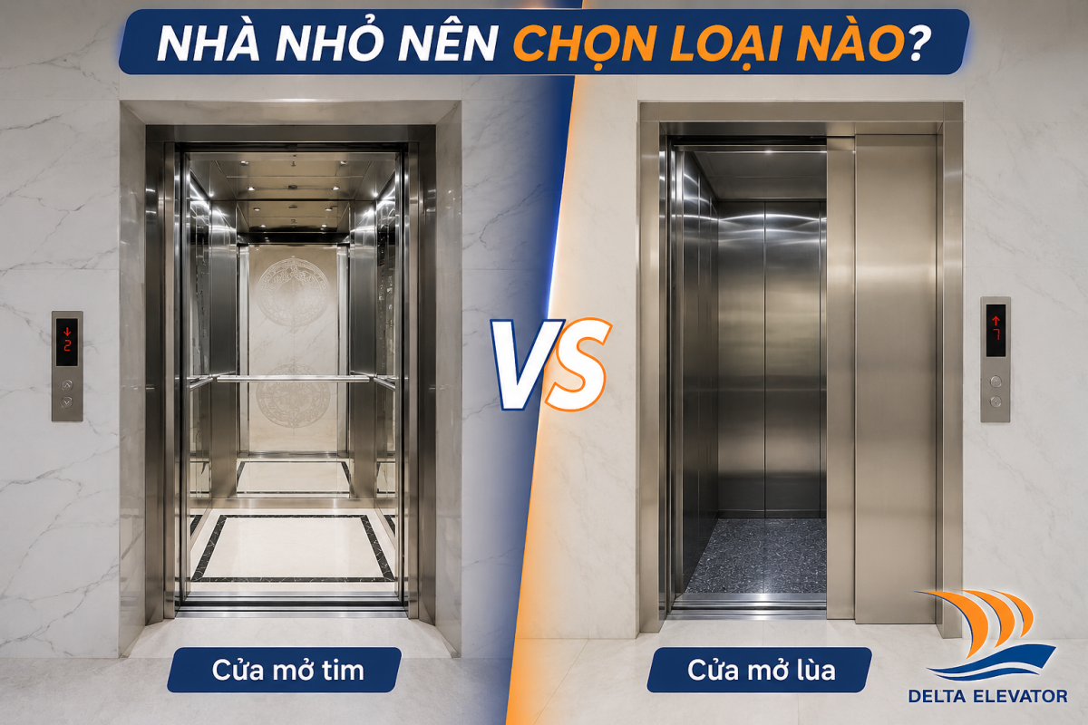 Nhà Nhỏ Nên Chọn Thang Máy Cửa Mở Tim Hay Mở Lùa?