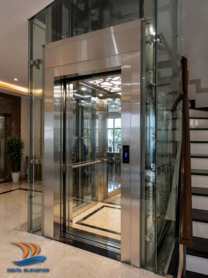 Cabin thang máy kết hợp kính và Inox mang lại trải nghiệm hoàn hảo