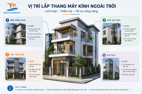 Lựa chọn vị trí phù hợp giúp thang máy kính ngoài trời phát huy giá trị tối đa