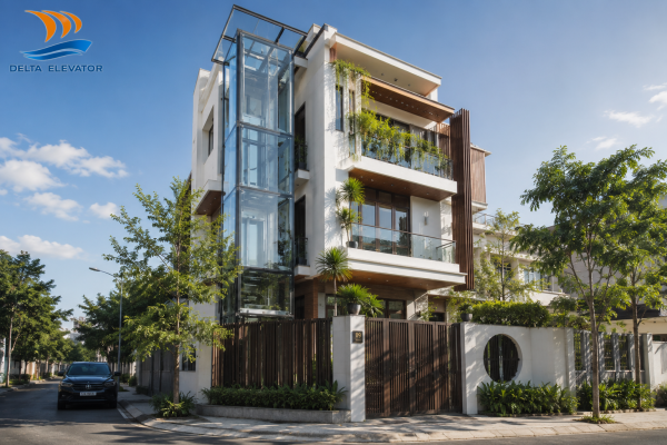 Thang máy kính ngoài trời mang đến vẻ đẹp và giá trị lâu dài cho ngôi nhà gia đình