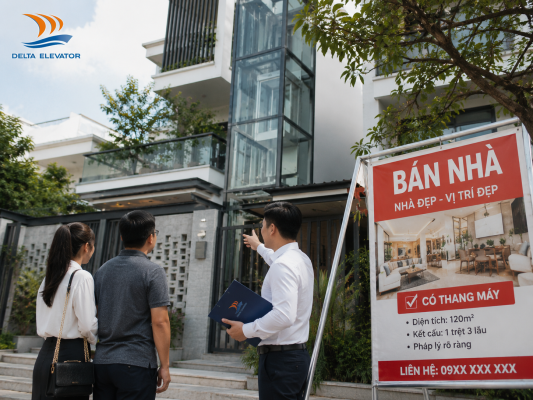 Thang máy kính ngoài trời tạo lợi thế cho ngôi nhà khi chuyển nhượng hoặc cho thuê