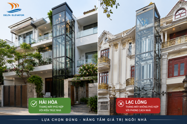 Thiết kế thang máy cần hài hòa với kiến trúc tổng thể của ngôi nhà
