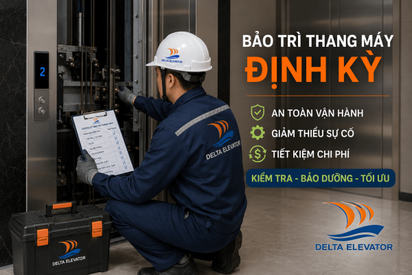 Kỹ thuật viên Delta bảo trì thang máy định kỳ giúp hạn chế chi phí phát sinh