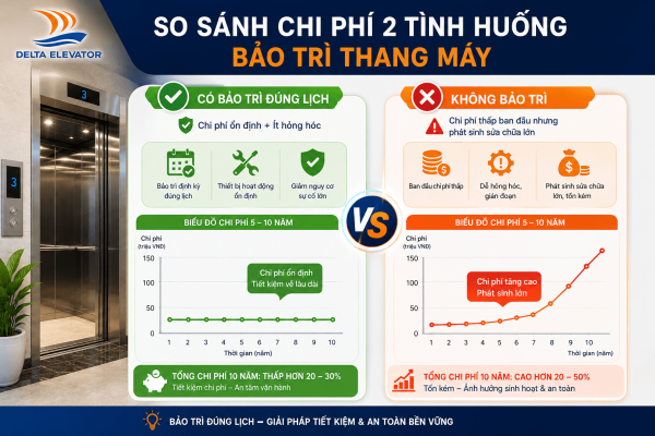 So sánh chi phí thang máy khi có bảo trì định kỳ và không bảo trì