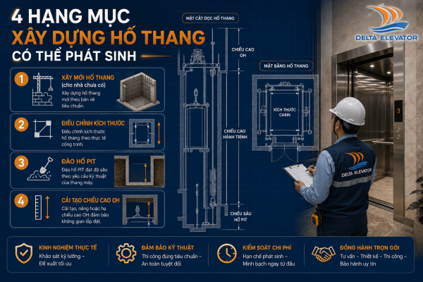 4 Hạng mục xây dựng và cải tạo hố thang thường phát sinh chi phí