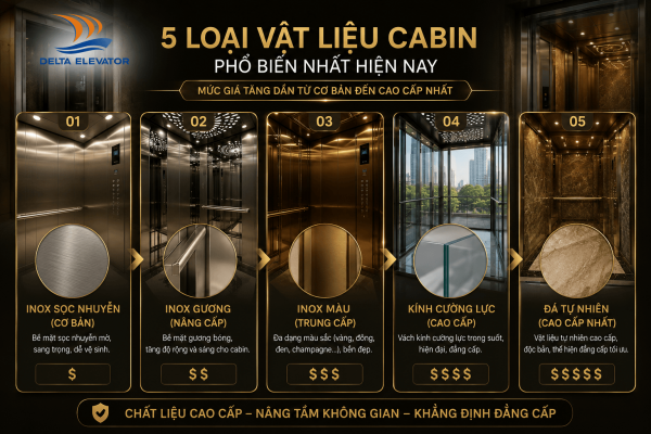 5 Loại vật liệu hoàn thiện cabin thang máy có mức giá khác nhau