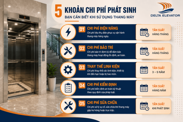 5 Khoản chi phí phát sinh sau khi lắp đặt thang máy trong quá trình sử dụng