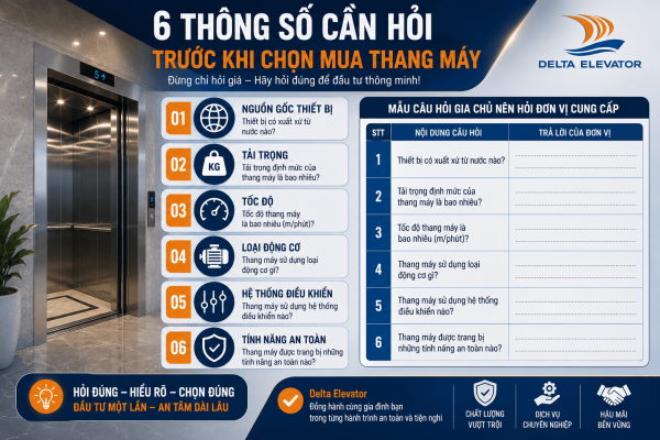 Sáu thông số kỹ thuật gia chủ cần hỏi khi nhận báo giá thang máy
