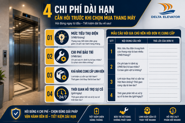 4 Chi phí vận hành và bảo trì dài hạn cần tìm hiểu trước khi mua thang máy