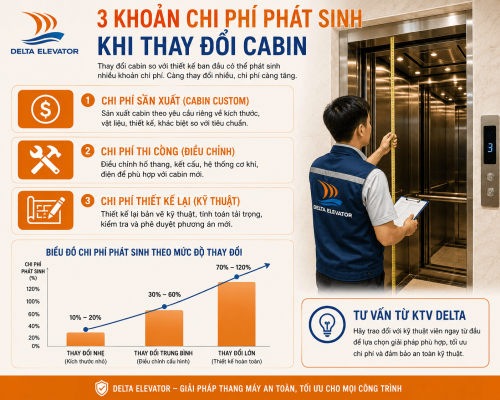 Ba khoản chi phí phát sinh khi thay đổi chiều cao cabin thang máy